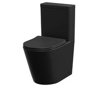 Colore Closed Coupled Toilet with Soft Close Toilet Seat | Matt Black | Ceramic | 385mm x 810mm x 600mm