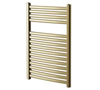 Colore Columbus Curved Heated Towel Rail | Brushed Brass | Mild Steel | 800mm x 600mm