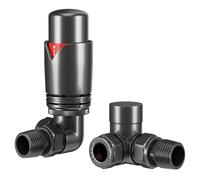 Colore Dias Thermostatic Corner Radiator Valves | Gunmetal Grey | Brass | 48mm x 118mm x 70mm