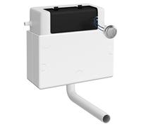 Colore Dual Flush Universal Access Concealed Cistern with Pneumatic Fitting and Polished Round Push Flush Button | Chrome | ABS | 340mm x 296mm x 142mm