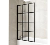 Colore Framed Design Single Section Square Corner Bath Shower Screen | Matt Black | Glass/Aluminium | 790mm