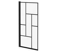 Colore Framed Vector Single Section Square Corner Bath Shower Screen | Matt Black | Glass/Aluminium | 790mm