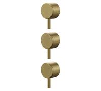 Colore Industrial Style Fully Knurled Control Handle Set for Triple Shower Valve | Brushed Brass | 43mm x 30mm x 70mm