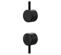 Colore Industrial Style Fully Knurled Control Handle Set for Twin Shower Valve | Matt Black | Brass | 43mm x 30mm x 70mm