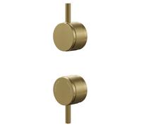 Colore Industrial Style Half Knurled Control Handle Set for Twin Shower Valve | Brushed Brass | 43mm x 30mm x 70mm