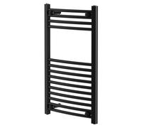 Colore Marco Curved Heated Towel Rail | Matt Black | Mild Steel | 800mm x 500mm