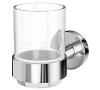 Colore Orbit Polished and Glass Wall Mounted Bathroom Tumbler | Chrome | 70mm x 100mm x 130mm