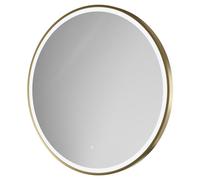 Colore Ozark Round Illuminated Dimmable LED Mirror with Demister and Touch Sensor | Brushed Brass | Glass/Aluminium | 800mm
