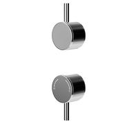 Colore Polished Industrial Style Fully Knurled Control Handle Set for Twin Shower Valve | Chrome | Brass | 43mm x 30mm x 70mm
