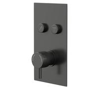 Colore Round Concealed Push Button Shower Valve with Fully Knurled Control Handle | Gunmetal Grey | Brass | 120mm x 220mm x 50mm