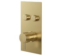 Colore Round Concealed Push Button Shower Valve with Half Knurled Control Handle | Brushed Brass | 120mm x 220mm x 50mm