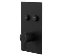 Colore Round Concealed Push Button Shower Valve with Half Knurled Control Handle | Matt Black | Brass | 120mm x 220mm x 50mm