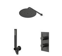 Colore Round Concealed Triple Thermostatic Shower Valve | Gunmetal Grey | Stainless Steel | 300mm