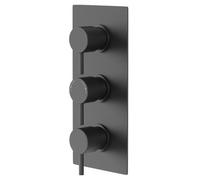 Colore Round Concealed Triple Thermostatic Shower Valve | Matt Black | Brass | 120mm x 280mm x 48mm
