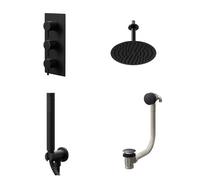 Colore Round Concealed Triple Thermostatic Shower Valve | Matt Black | Stainless Steel | 200mm