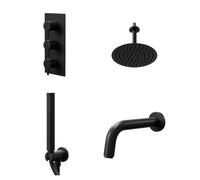 Colore Round Concealed Triple Thermostatic Shower Valve | Matt Black | Stainless Steel | 200mm