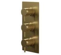 Colore Round Concealed Triple Thermostatic Shower Valve with Diverter | Brushed Brass | 120mm x 280mm x 48mm