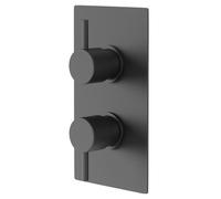 Colore Round Concealed Twin Thermostatic Shower Valve | Matt Black | Brass | 120mm x 215mm x 138.8mm