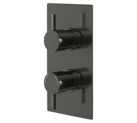 Colore Round Concealed Twin Thermostatic Shower Valve with Diverter | Gunmetal Grey | Brass | 120mm x 220mm x 40mm