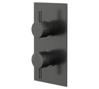 Colore Round Concealed Twin Thermostatic Shower Valve with Fully Knurled Control Handles | Gunmetal Grey | Brass | 120mm x 220mm x 50mm