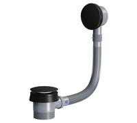 Colore Round Easy Clean Sprung Click Clack Bath Waste | Matt Black | Brass | 72mm x 510mm x 72mm