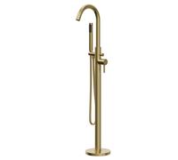 Colore Round Freestanding Bath Shower Mixer Tap | Brushed Brass | 200mm x 1200mm