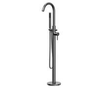 Colore Round Freestanding Bath Shower Mixer Tap | Gunmetal Grey | Brass | 200mm x 1200mm x 140mm