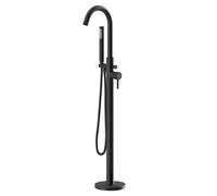 Colore Round Freestanding Bath Shower Mixer Tap | Matt Black | Brass | 200mm x 1200mm