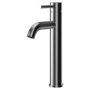 Colore Round High Rise Mono Basin Mixer Tap | Gunmetal Grey | Brass | 54mm x 317mm x 175mm
