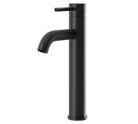 Colore Round High Rise Mono Basin Mixer Tap | Matt Black | Brass | 54mm x 317mm