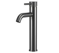 Colore Round High Rise Mono Basin Mixer with Fully Knurled Tap Head | Gunmetal Grey | Brass | 54mm x 347mm x 103mm