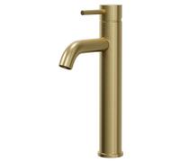 Colore Round High Rise Mono Mixer Tap | Brushed Brass | Metal | 54mm x 317mm