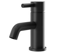 Colore Round Mini Mono Basin Mixer Tap | Matt Black | Brass | 50mm x 138mm