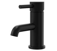 Colore Round Mono Basin Mixer with Fully Knurled Tap Head | Matt Black | Brass | 54mm x 177mm x 100mm