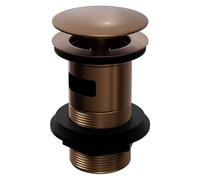 Colore Round Moon Cap Slotted Click Clack Basin Waste | Brushed Bronze | Stainless Steel | 66mm x 100.5mm x 66mm