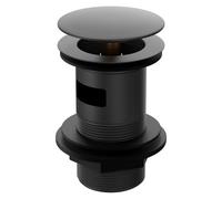 Colore Round Moon Cap Slotted Click Clack Basin Waste | Matt Black | Brass | 61mm x 97mm x 61mm