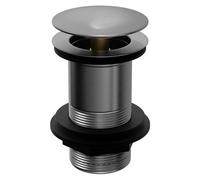 Colore Round Moon Cap Unslotted Click Clack Basin Waste | Gunmetal Grey | Brass | 61mm x 97mm x 61mm