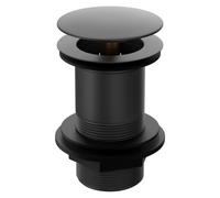 Colore Round Moon Cap Unslotted Click Clack Basin Waste | Matt Black | Brass | 61mm x 97mm x 61mm