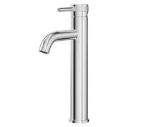 Colore Round Polished High Rise Mono Basin Mixer with Half Knurled Tap Head | Chrome | Brass | 54mm x 347mm x 175mm