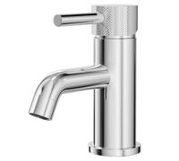 Colore Round Polished Mini Mono Basin Mixer with Fully Knurled Tap Head | Chrome | Brass | 50mm x 165mm x 133mm