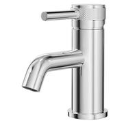 Colore Round Polished Mini Mono Basin Mixer with Half Knurled Tap Head | Chrome | Brass | 50mm x 165mm x 133mm