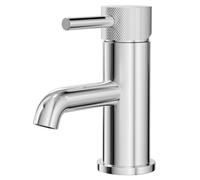 Colore Round Polished Mono Basin Mixer with Fully Knurled Tap Head | Chrome | Brass | 54mm x 177mm x 140mm