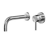 Colore Round Polished Wall Mounted 2 Tap Hole Basin Mixer Tap | Chrome | Brass | 120mm x 100mm x 250mm