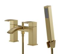 Colore Square Bath Shower Mixer Tap with Shower Kit | Brushed Brass | 228mm x 200mm x 156mm