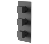 Colore Square Concealed Square Triple Thermostatic Shower Valve | Matt Black | Brass | 120mm x 280mm x 48mm