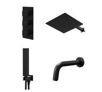 Colore Square Concealed Triple Thermostatic Shower Valve | Matt Black | Stainless Steel | 300mm