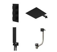 Colore Square Concealed Triple Thermostatic Shower Valve | Matt Black | Stainless Steel | 300mm