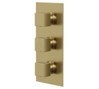 Colore Square Concealed Triple Thermostatic Shower Valve with Diverter | Brushed Brass | 120mm x 265mm x 47mm