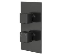 Colore Square Concealed Twin Thermostatic Shower Valve with Diverter | Gunmetal Grey | Brass | 120mm x 215mm x 47mm