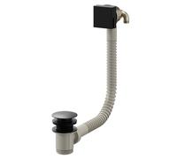 Colore Square Free Flow Bath Filler with Push Waste and Overflow | Matt Black | Brass | 70mm x 63.5mm x 25mm